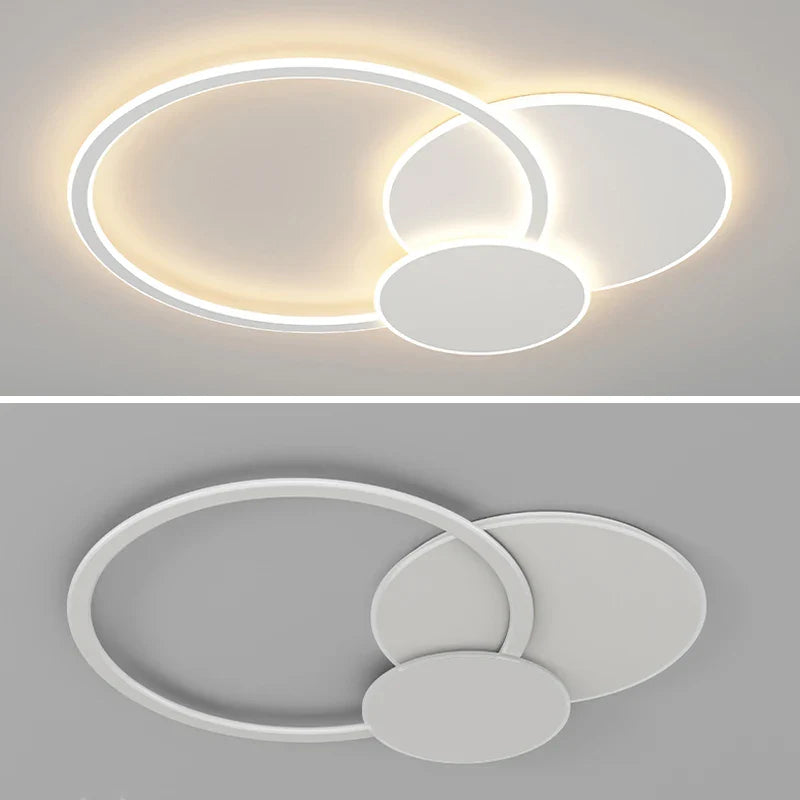 Axyaa White Round LED Chandelier with Remote for Home Decor & Lighting Fixture