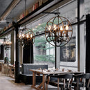 Axyaa Black Sphere Chandelier for Kitchen Dining Room Bar Vintage Industrial Rustic Wrought Iron