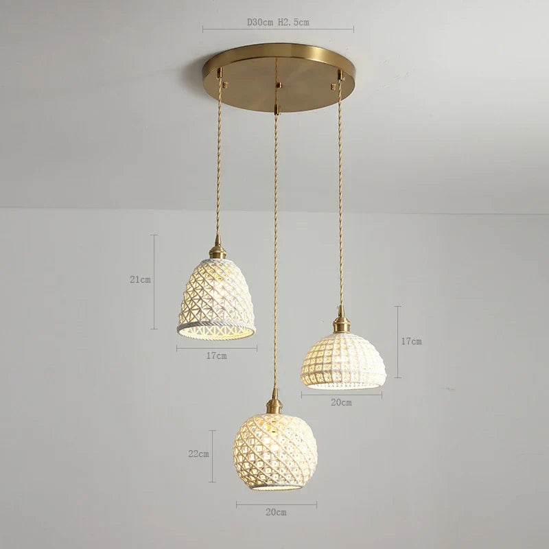 Axyaa Ceramic LED Pendant Lights: Modern Nordic Copper Hanging Lamp for Indoor Lighting