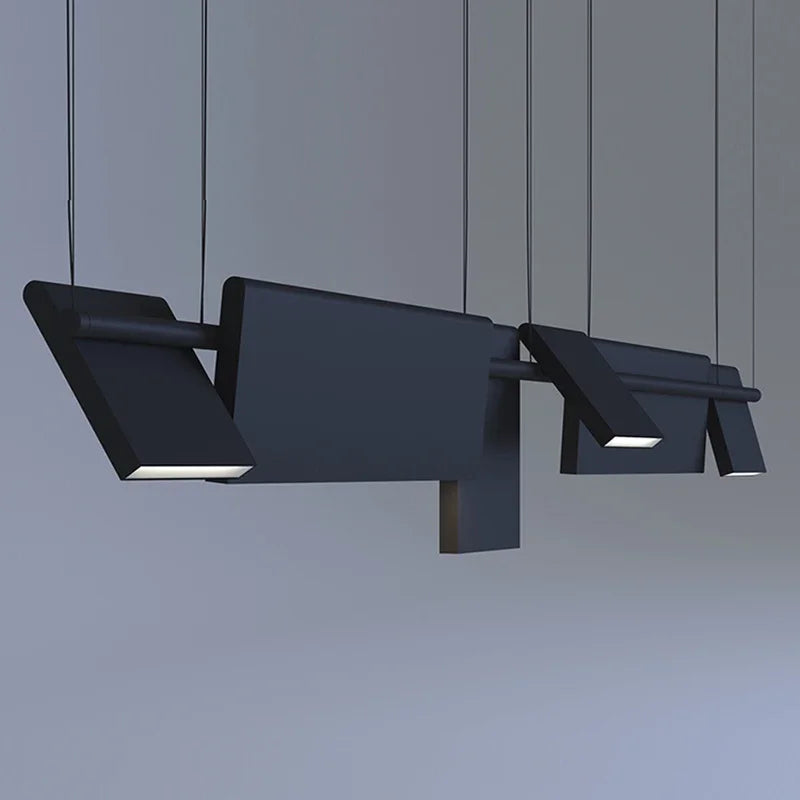 Axyaa Black LED Chandelier: Nordic Design, Rotatable, Dining Room Decor, Bar Loft Hanging Lights