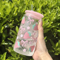 Axyaa Daisy Cherry Blossom 16oz Reusable Cup with Straw Lid, Durable Drinkware