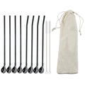 Axyaa Stainless Steel Reusable Colorful Straw Spoon for Cocktails and Coffee
