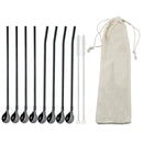 Axyaa Stainless Steel Reusable Colorful Straw Spoon for Cocktails and Coffee