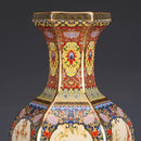 Axyaa Hexagonal Ceramic Enamel Porcelain Antique Entrance Vase