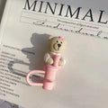Bear Silicone Straw Cover Tops for 7-8mm Straws by Axyaa - Pink Cute Drinking Decor