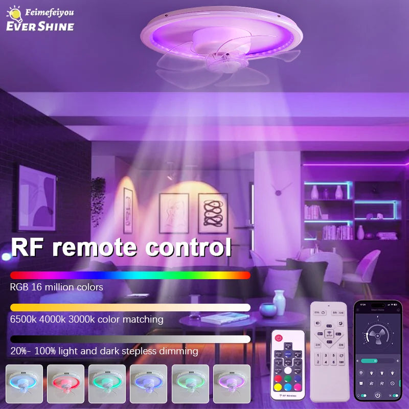 Axyaa RGB Dimmable Ceiling Fan Light for Interior Decor