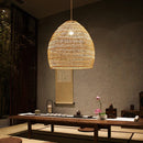 Axyaa Rattan Wicker Hanging Lamp Chinese Style Suspension Vintage Light
