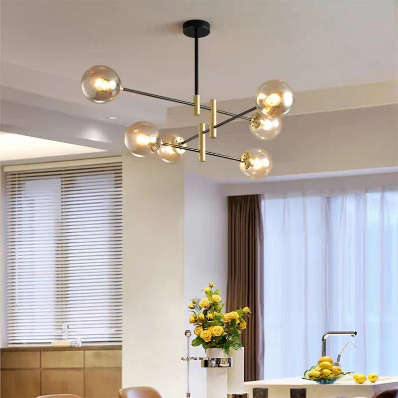 Axya Nordic Glass Ball Chandelier - Modern Ceiling Light for Home Decor