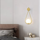 Axyaa Glass Shade Iron Gold Wall Lamp for Bedroom - Modern Spherical Design