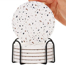 Axyaa Terrazzo Coasters Set - Modern Ceramic Stone Drink Mats for Coffee Table