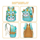 Axyaa Cute Animal Primary School Girls Rolling Backpack Set