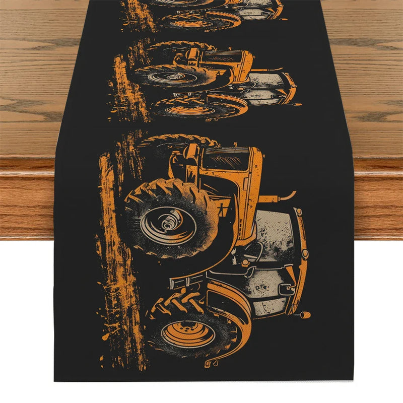 Axyaa Tractor Silhouette Table Runner for Kitchen and Dining Decor