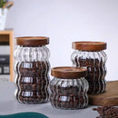 Axyaa Striped Glass Airtight Canister for Kitchen Storage - Coffee Beans, Grains, Candy Jar