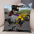 Axyaa Cartoon Motorcycle Polyester Cushion Cover for Home, Car, Sofa - Extreme Sports Theme