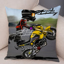 Axyaa Cartoon Motorcycle Polyester Cushion Cover for Home, Car, Sofa - Extreme Sports Theme