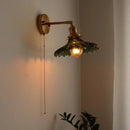 Axyaa Retro Copper Glass LED Wall Lamp with Pull Chain Switch for Living Room