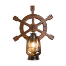 Axyaa Wood Rudder Wall Lamp: Retro Industrial Vintage Design for Restaurant, Cafe, Bedroom