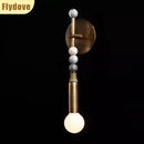 Axyaa Retro Brass Wall Lamp Marble Hotel Living Room Lighting