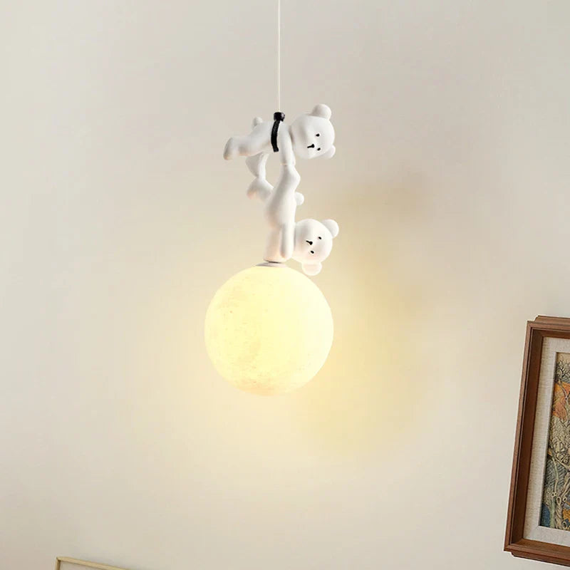 Axyaa Bear Lamp: Resin Bear Nursery Room Hanging Light for Kids Bedroom