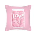Axyaa Happy Valentine's Day Pink Pillowcase - Cute Square Cushion Cover