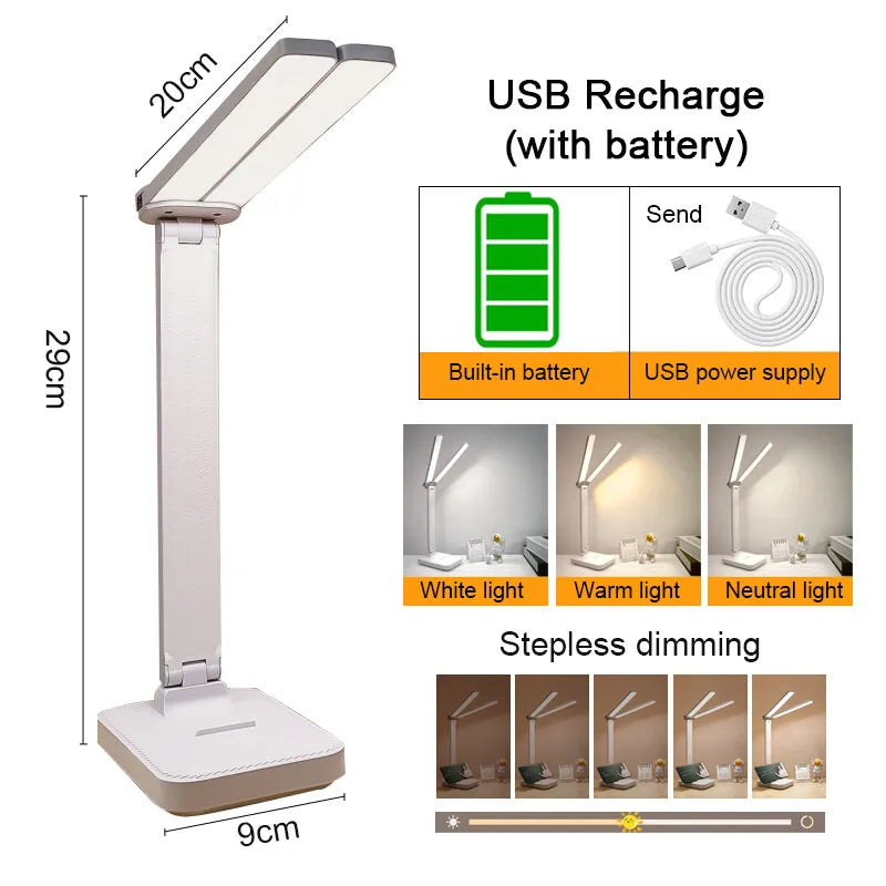 Axya LED Desk Lamp: Rechargeable, Dimmable, Touch Control, Foldable, Eye Protection