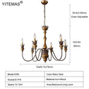 Axyaa Vintage Gold Wooden Chandelier - Rustic Metal 6-Light Retro Hanging Lamp
