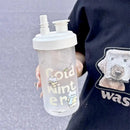 Axyaa Cat Straw Water Bottle with Lid - Bubble Milk Tea Plastic Cup