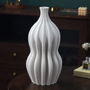 Axyaa Geometric Circle Ceramic Vase - White Streak Design - Handcrafted Floral Accessories