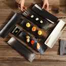 Axya Ceramic Sashimi Plate: Special Long Vintage Sushi Dish