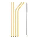 Axyaa Gold Stainless Steel Straw Set with Bag & Brush