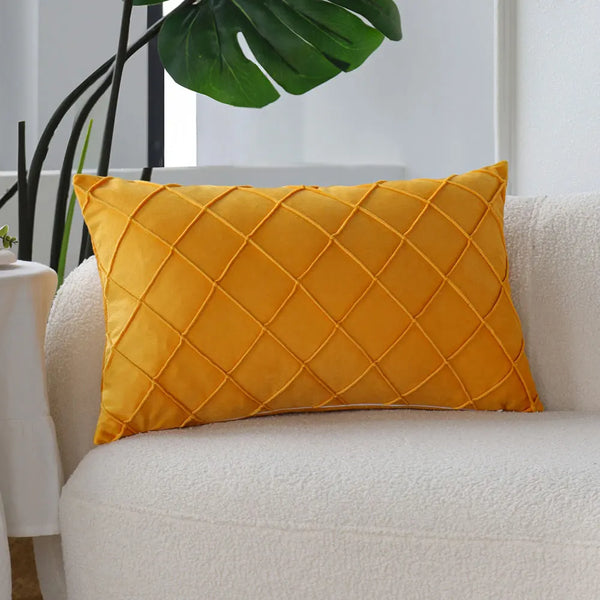 Axyaa Soft Yellow Pillow Cover for Sofa, Decorative Rectangle Pillowcase