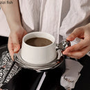 Axya 230ML Ceramic Afternoon Tea Coffee Mug with Dish - Set of 2