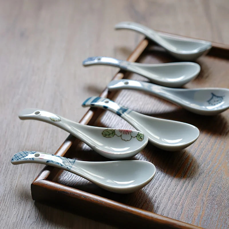 Axya Ceramic Spoon Dinner Set Bone Ladle Tableware Kitchenware Supply