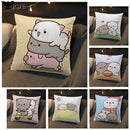 Axyaa Peach Cat Soft Cushion Cover 45x45 for Bed Sofa Home Decor