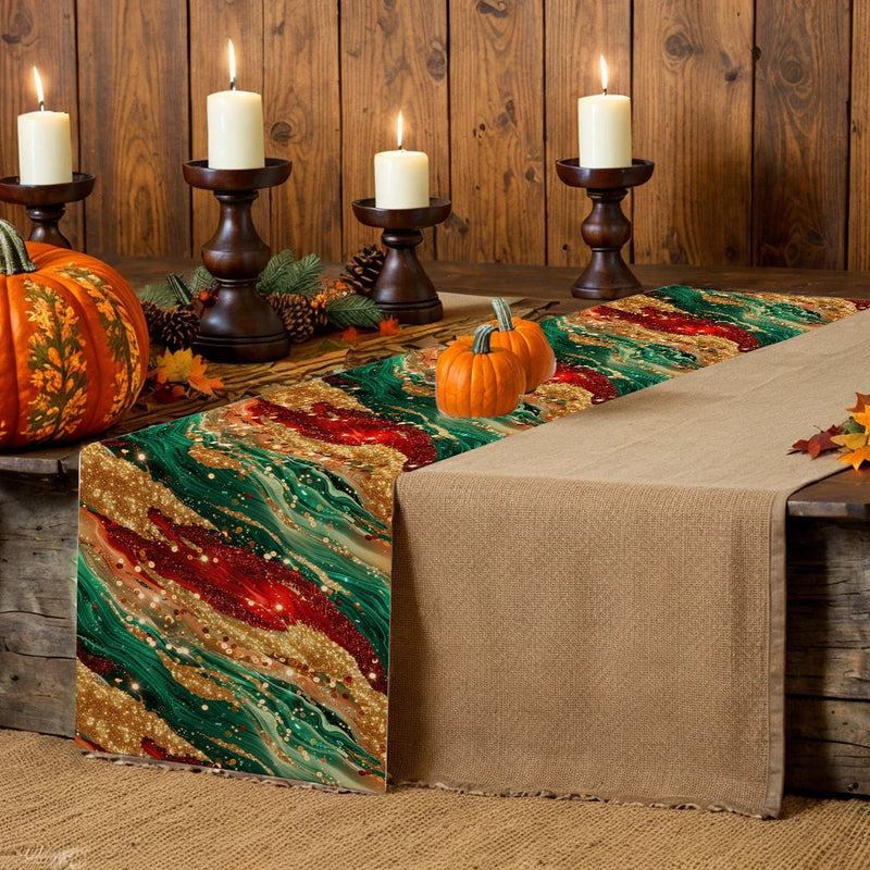 Axyaa Christmas Scales Table Runner - Farmhouse Dining Decorations for Party Tables