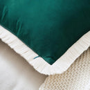 Axyaa Velvet Decorative Pillow Cover with Tassels - Orange/Ivory/Green - 18x18/20x20/24x24