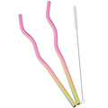 Axyaa Stainless Steel Wave Straws Set for Drinks and Cocktails