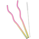 Axyaa Stainless Steel Wave Straws Set for Drinks and Cocktails