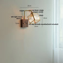 Axyaa Clear Glass LED Wall Light Fixture Walnut Bedside Lamp