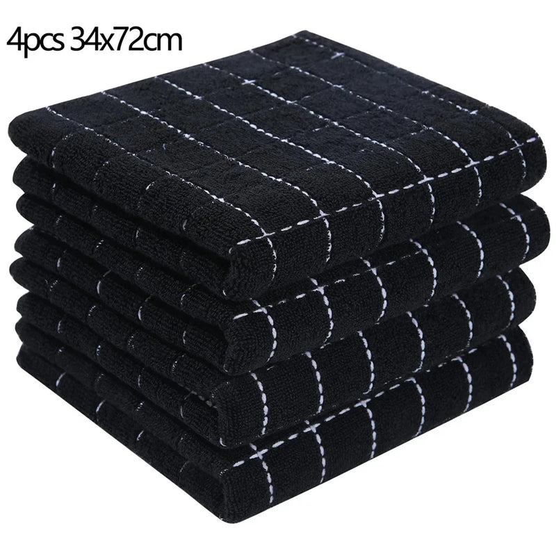 Axyaa Cotton Kitchen Towels Set of 4, Ultra Soft Absorbent Dishcloths