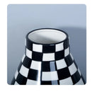 Axyaa Checkered Ceramic Tall Vase: Geometric Home Decor Flowerpot & Terrarium