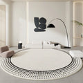 Axyaa Soft Fluffy Black White Carpet: Minimalist Decor for Living Room, Plush Large Round Rug