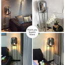 Axyaa Smoke Gray Glass Floor Lamp Industrial Nordic Style for Living Room & Bedroom