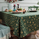 Axya Green Gilded Christmas Table Cloth with Runner, Cotton & Linen Rectangular Cover
