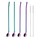 Axyaa Stainless Steel Straw Spoon Set - Reusable Metal Straw & Spoon for Smoothie Drinking