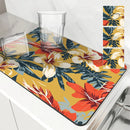 Axyaa Kitchen Drying Mat Plants Flowers Absorbent Dish Placemat