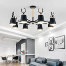 Axyaa Iron Antler Chandelier Kitchen Restaurant Bar Lighting E27, Nordic Minimalist Modern, Black White Wood