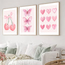 Pink Bows Cherry Wall Art Canvas Poster Prints Axyaa College Girl Room Decor