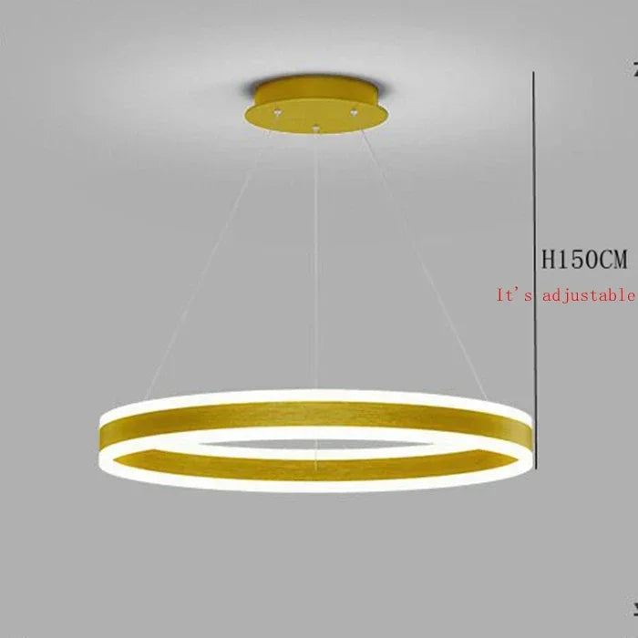Axyaa Nordic Ring LED Chandelier for Dining Living Room Kitchen Island Pendant Lamp