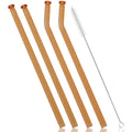 Axyaa Glass Straw Set - 4pcs Milk Tea Juice Cocktail & Brush, Bar Accessories